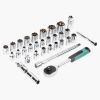 121pcs 1/2" 1/4" 3/8" Socket and Drive Tool Set Mechanics Tools Kit Ratchet Wrench Sockets Set Metric Drive Socket Set
