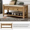 Shoe Rack with Cushioned Seat and Drawers,Multipurpose Entryway Storage Bench