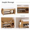 Retro Multifunctional Storage Bench with Cushion and Curved Side Panel for Entrance and Living Room