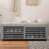 Distressed Shutter Storage Bench with Acacia Veneer for Retro Charm for Living Room,Entryway