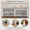 Distressed Shutter Storage Bench with Acacia Veneer for Retro Charm for Living Room,Entryway