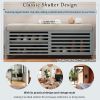 Distressed Shutter Storage Bench with Acacia Veneer for Retro Charm for Living Room,Entryway