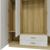 Doors Bedroom Armoire Wardrobe Closet Cabinet, Wardrobe Closet with Hanging Rod, Wood Closet Wardrobe for Large Storage