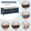 Distressed Shutter Storage Bench with Acacia Veneer for Retro Charm for Living Room,Entryway