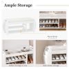 Retro Multifunctional Storage Bench with Cushion and Curved Side Panel for Entrance and Living Room