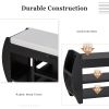 Retro Multifunctional Storage Bench with Cushion and Curved Side Panel for Entrance and Living Room
