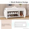 Retro Multifunctional Storage Bench with Cushion and Curved Side Panel for Entrance and Living Room
