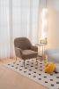 Modern Soft Teddy fabric Ivory Ergonomics Accent Chair Living Room Chair Bedroom Chair Home Chair With Gold Legs And Adjustable Legs For Indoor Home