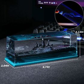 Cruise Ship Fluid Drift Bottle Decoration Desktop Decoration Creative Birthday Gift Hourglass Car Living Room Home Bar Decor Toy (Ships From: China, Color: Glowing Black Pearl)