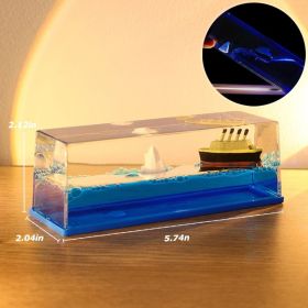 Cruise Ship Fluid Drift Bottle Decoration Desktop Decoration Creative Birthday Gift Hourglass Car Living Room Home Bar Decor Toy (Ships From: China, Color: Glowing Titanic)