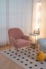 Modern Soft Teddy fabric Ivory Ergonomics Accent Chair Living Room Chair Bedroom Chair Home Chair With Gold Legs And Adjustable Legs For Indoor Home