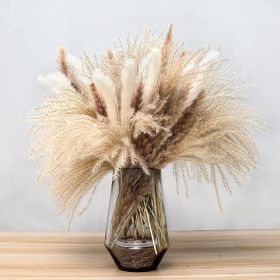 60/62/76/80/85/100pcs Boho Pampas Grass Bouquet Home Decor Floral Dried Flowers Wedding Arrangements Natural Reed Bunny Tails (Ships From: China, Color: 62pcs)