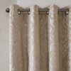 Knitted Jacquard Damask Total Blackout Grommet Top Curtain Panel(Only 1 Pc Panel)