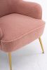 Modern Soft Teddy fabric Ivory Ergonomics Accent Chair Living Room Chair Bedroom Chair Home Chair With Gold Legs And Adjustable Legs For Indoor Home