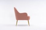 Modern Soft Teddy fabric Ivory Ergonomics Accent Chair Living Room Chair Bedroom Chair Home Chair With Gold Legs And Adjustable Legs For Indoor Home