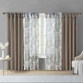 Twist Tab Lined Window Curtain Panel(Only 1 Pc Panel) (Color: as Pic)