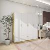 Doors Bedroom Armoire Wardrobe Closet Cabinet, Wardrobe Closet with Hanging Rod, Wood Closet Wardrobe for Large Storage
