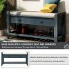 Shoe Rack with Cushioned Seat and Drawers,Multipurpose Entryway Storage Bench