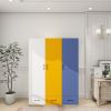 Doors Bedroom Armoire Wardrobe Closet Cabinet, Wardrobe Closet with Hanging Rod, Wood Closet Wardrobe for Large Storage