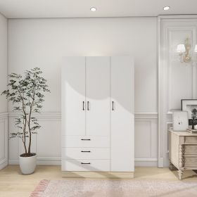 Doors Bedroom Armoire Wardrobe Closet Cabinet, Wardrobe Closet with Hanging Rod, Wood Closet Wardrobe for Large Storage (Color: YG-38)