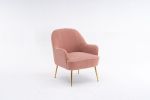 Modern Soft Teddy fabric Ivory Ergonomics Accent Chair Living Room Chair Bedroom Chair Home Chair With Gold Legs And Adjustable Legs For Indoor Home