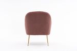 Modern Soft Teddy fabric Ivory Ergonomics Accent Chair Living Room Chair Bedroom Chair Home Chair With Gold Legs And Adjustable Legs For Indoor Home