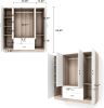 Doors Bedroom Armoire Wardrobe Closet Cabinet, Wardrobe Closet with Hanging Rod, Wood Closet Wardrobe for Large Storage