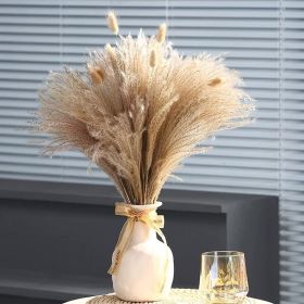 60/62/76/80/85/100pcs Boho Pampas Grass Bouquet Home Decor Floral Dried Flowers Wedding Arrangements Natural Reed Bunny Tails (Ships From: China, Color: 60pcs)