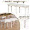 Vintage Traditional 6-Piece 82.7 inch Extendable Dining Table Set with 23.6 inch Removable Leaf, 50.4 inch Upholstered Dining Bench and 4 Chairs for 6