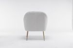 Modern Soft Teddy fabric Ivory Ergonomics Accent Chair Living Room Chair Bedroom Chair Home Chair With Gold Legs And Adjustable Legs For Indoor Home
