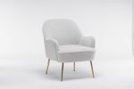 Modern Soft Teddy fabric Ivory Ergonomics Accent Chair Living Room Chair Bedroom Chair Home Chair With Gold Legs And Adjustable Legs For Indoor Home