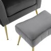 Velvet Accent Chair Set Barrel Chair with Ottoman Modern Club Chair Reading Armchair with Lumbar Pillow for Living Room, Bedroom, Study Room