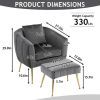 Velvet Accent Chair Set Barrel Chair with Ottoman Modern Club Chair Reading Armchair with Lumbar Pillow for Living Room, Bedroom, Study Room