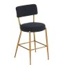 Set of 2 modern teddy fabric upholstered bar stools - Metal base high stool - Suitable for kitchen