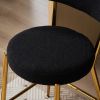 Set of 2 modern teddy fabric upholstered bar stools - Metal base high stool - Suitable for kitchen