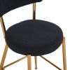 Set of 2 modern teddy fabric upholstered bar stools - Metal base high stool - Suitable for kitchen