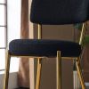 Set of 2 modern teddy fabric upholstered bar stools - Metal base high stool - Suitable for kitchen