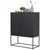 Heavy Duty Metal Buffet Sideboard Modern Steel Storage Cabinet with 2 Shelves, Free Standing Accent Cabinet with Magnetic Doors for Bedroom, Kitchen