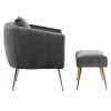 Velvet Accent Chair Set Barrel Chair with Ottoman Modern Club Chair Reading Armchair with Lumbar Pillow for Living Room, Bedroom, Study Room