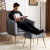 Velvet Accent Chair Set Barrel Chair with Ottoman Modern Club Chair Reading Armchair with Lumbar Pillow for Living Room, Bedroom, Study Room