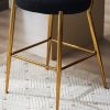 Set of 2 modern teddy fabric upholstered bar stools - Metal base high stool - Suitable for kitchen