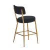 Set of 2 modern teddy fabric upholstered bar stools - Metal base high stool - Suitable for kitchen