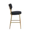 Set of 2 modern teddy fabric upholstered bar stools - Metal base high stool - Suitable for kitchen