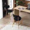 Set of 2 modern teddy fabric upholstered bar stools - Metal base high stool - Suitable for kitchen
