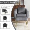 Velvet Accent Chair Set Barrel Chair with Ottoman Modern Club Chair Reading Armchair with Lumbar Pillow for Living Room, Bedroom, Study Room