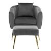 Velvet Accent Chair Set Barrel Chair with Ottoman Modern Club Chair Reading Armchair with Lumbar Pillow for Living Room, Bedroom, Study Room