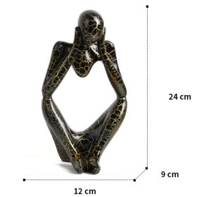 Nordic Art Abstract Thinker Statue Home Crafts Resin Statues Abstract Figure Sculpture Small Ornaments Office Home Desktop Decor (Ships From: CN, Color: B3 - Black - Large)