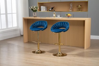 COOLMORE Swivel Bar Stools Set of 2 Adjustable Counter Height Chairs with Footrest for Kitchen, Dining Room 2PC/SET (Color: as Pic)