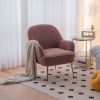 Modern Soft Teddy fabric Ivory Ergonomics Accent Chair Living Room Chair Bedroom Chair Home Chair With Gold Legs And Adjustable Legs For Indoor Home