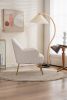 Modern Soft Teddy fabric Ivory Ergonomics Accent Chair Living Room Chair Bedroom Chair Home Chair With Gold Legs And Adjustable Legs For Indoor Home